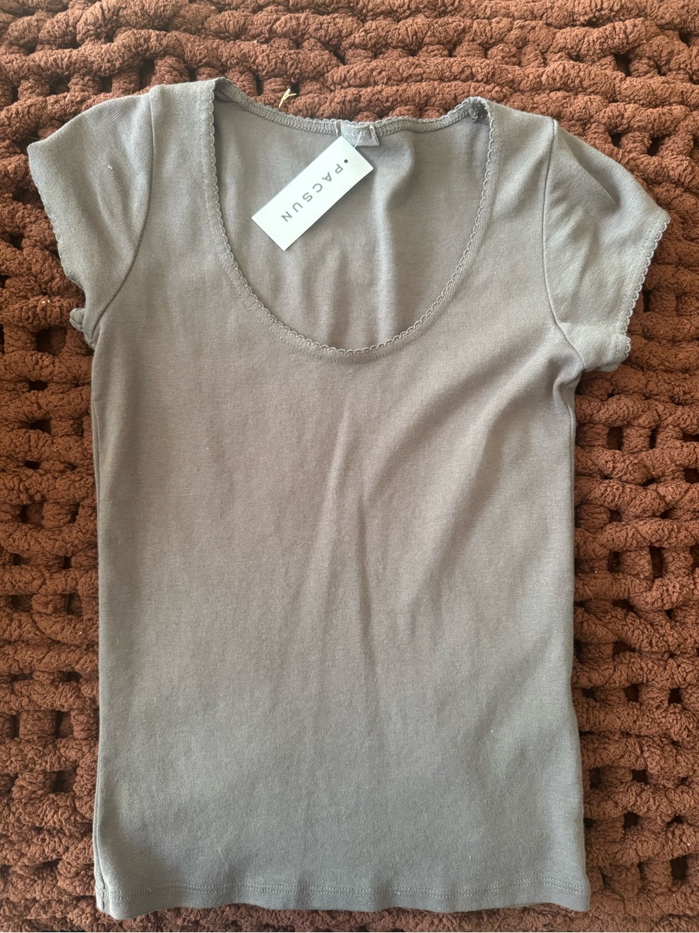 PacSun Taupe Scoop Neck Short Sleeve Tee